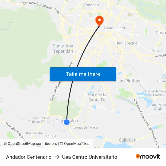 Andador Centenario to Uea Centro Universitario map