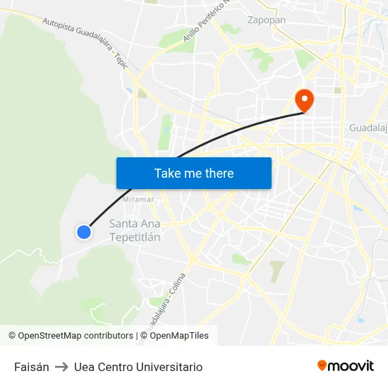 Faisán to Uea Centro Universitario map