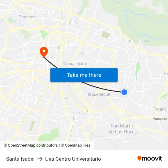 Santa Isabel to Uea Centro Universitario map