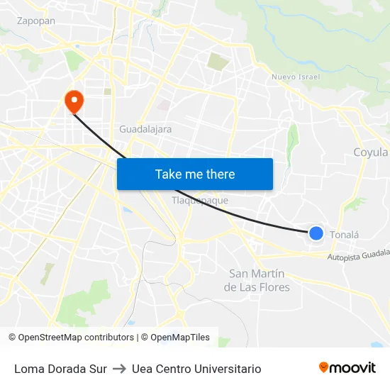 Loma Dorada Sur to Uea Centro Universitario map