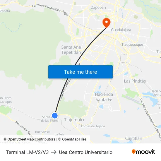 Terminal LM-V2/V3 to Uea Centro Universitario map
