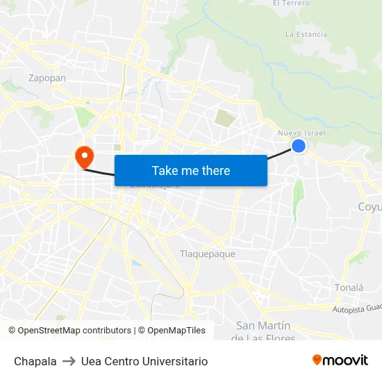 Chapala to Uea Centro Universitario map