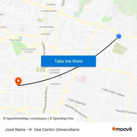 José Neira to Uea Centro Universitario map