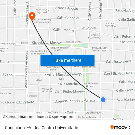 Consulado to Uea Centro Universitario map