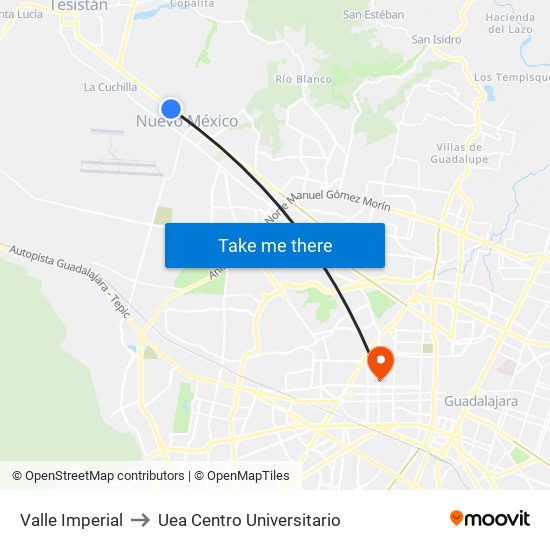 Valle Imperial to Uea Centro Universitario map