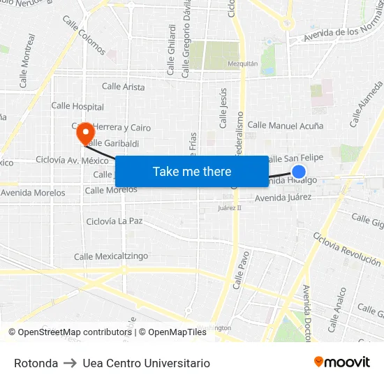 Rotonda to Uea Centro Universitario map