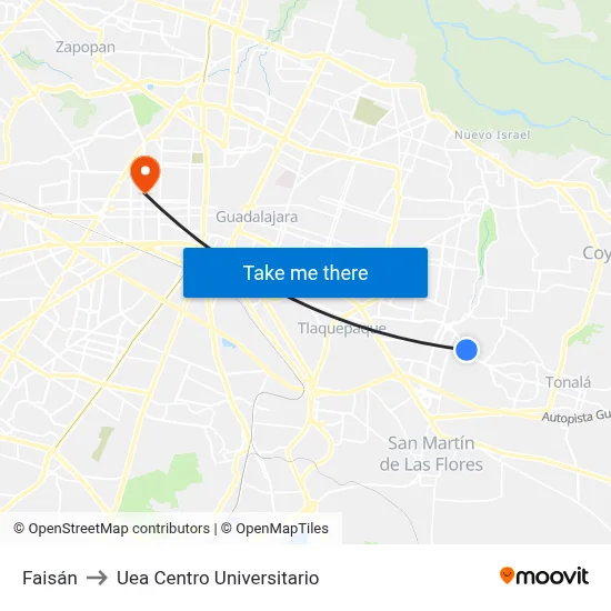 Faisán to Uea Centro Universitario map