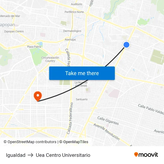 Igualdad to Uea Centro Universitario map