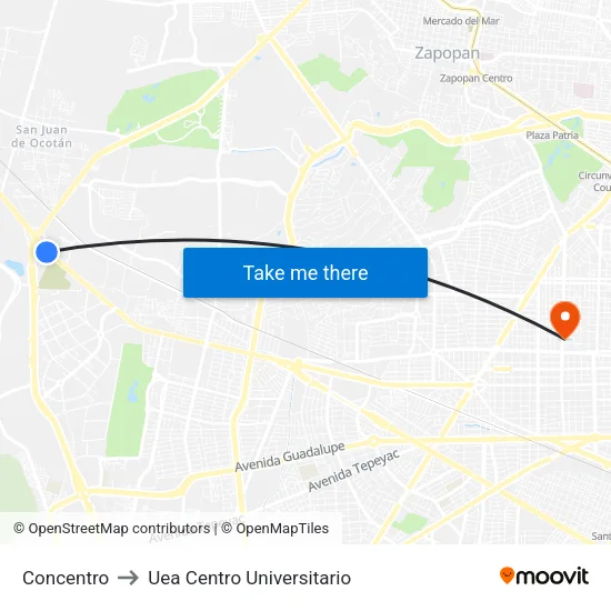 Concentro to Uea Centro Universitario map
