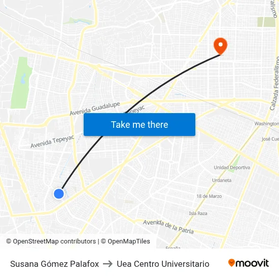 Susana Gómez Palafox to Uea Centro Universitario map