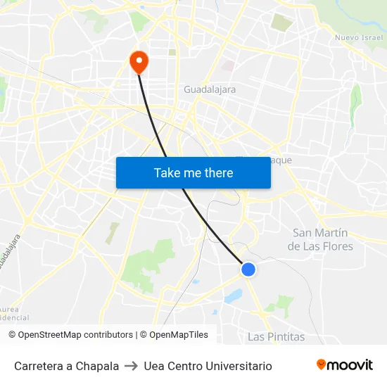 Carretera a Chapala to Uea Centro Universitario map