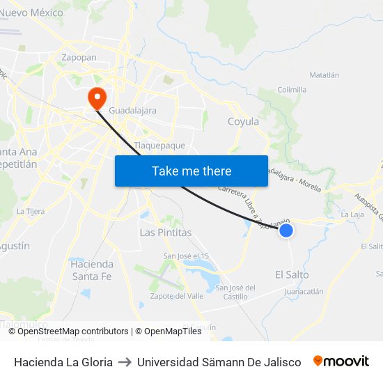 Hacienda La Gloria to Universidad Sämann De Jalisco map