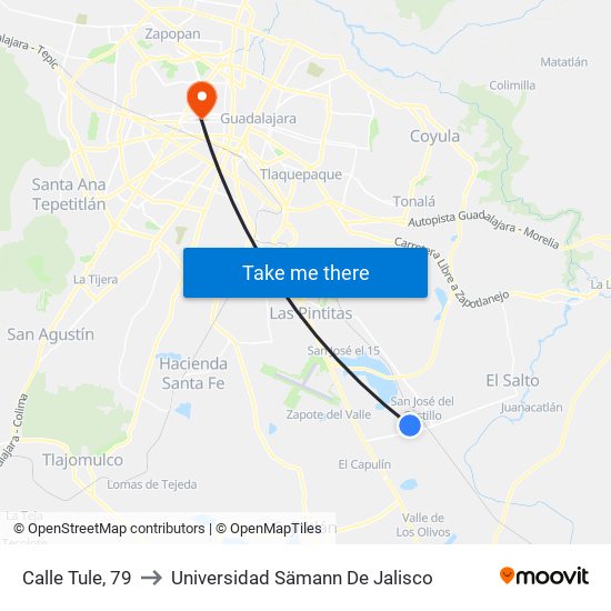 Calle Tule, 79 to Universidad Sämann De Jalisco map