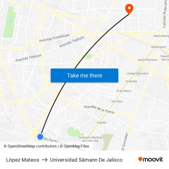 López Mateos to Universidad Sämann De Jalisco map