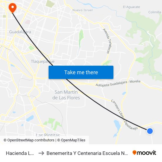 Hacienda La Gloria to Benemerita Y Centenaria Escuela Normal De Jalisco map