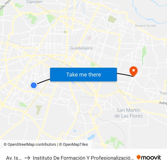 Av. Isla Raza to Instituto De Formación Y Profesionalización De La Fiscalía General De Jalisco map