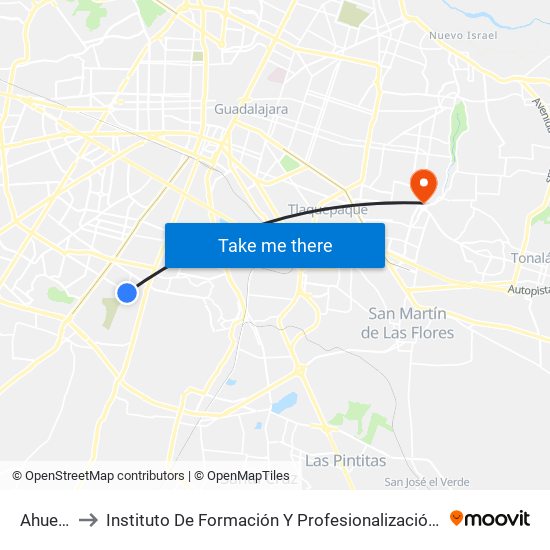 Ahuehuetes to Instituto De Formación Y Profesionalización De La Fiscalía General De Jalisco map