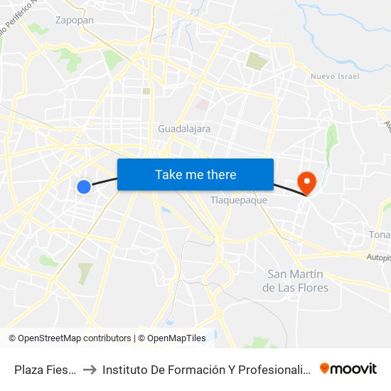 Plaza Fiesta Arboledas to Instituto De Formación Y Profesionalización De La Fiscalía General De Jalisco map