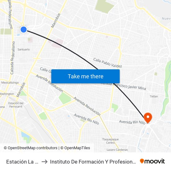 Estación La Normal (Cetram) to Instituto De Formación Y Profesionalización De La Fiscalía General De Jalisco map