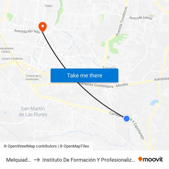 Melquiades Preciado to Instituto De Formación Y Profesionalización De La Fiscalía General De Jalisco map