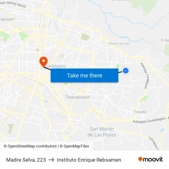 Madre Selva, 223 to Instituto Enrique Rebsamen map