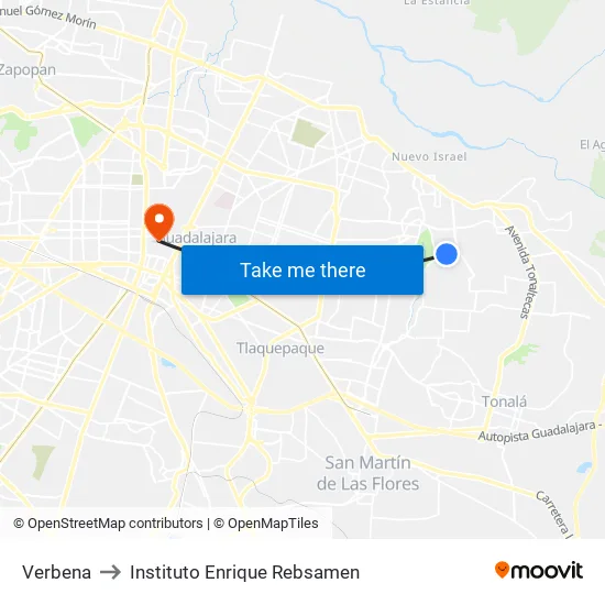 Verbena to Instituto Enrique Rebsamen map
