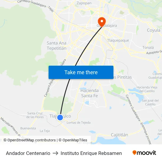 Andador Centenario to Instituto Enrique Rebsamen map
