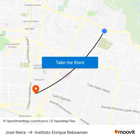 José Neira to Instituto Enrique Rebsamen map