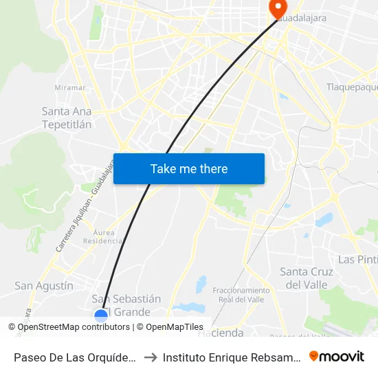 Paseo De Las Orquídeas to Instituto Enrique Rebsamen map