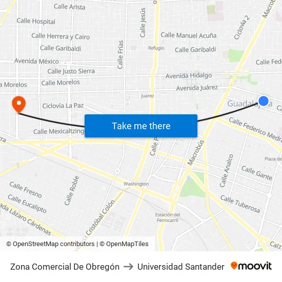 Zona Comercial De Obregón to Universidad Santander map