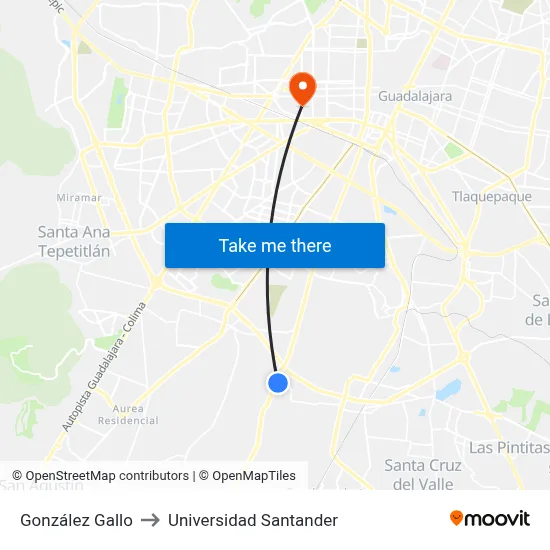 González Gallo to Universidad Santander map