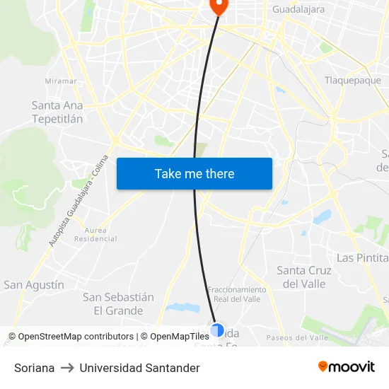Soriana to Universidad Santander map