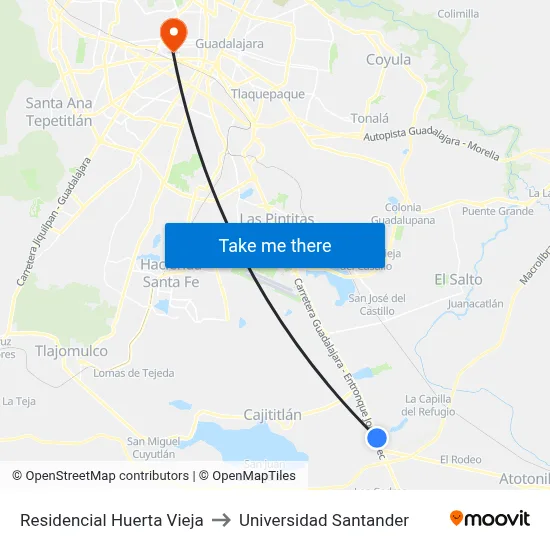 Residencial Huerta Vieja to Universidad Santander map