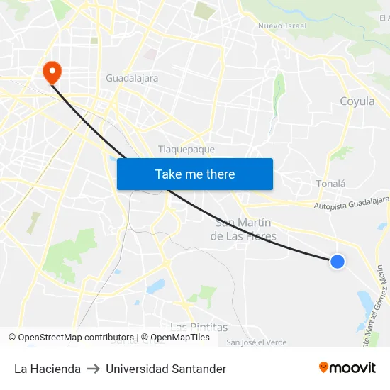 La Hacienda to Universidad Santander map