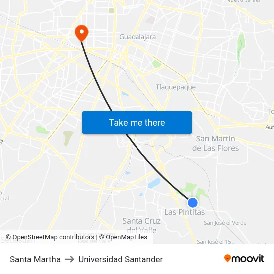 Santa Martha to Universidad Santander map