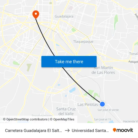 Carretera Guadalajara El Salto, 10 to Universidad Santander map