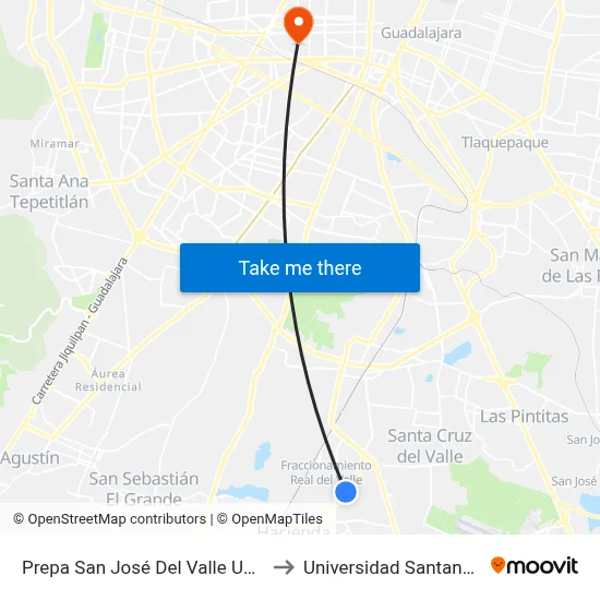 Prepa San José Del Valle Udeg to Universidad Santander map