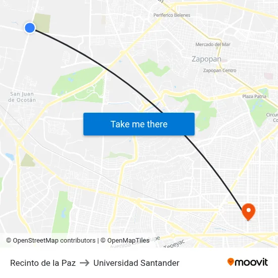 Recinto de la Paz to Universidad Santander map