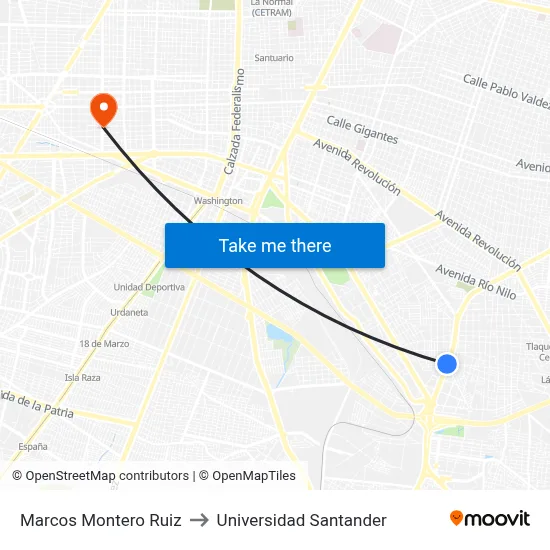 Marcos Montero Ruiz to Universidad Santander map