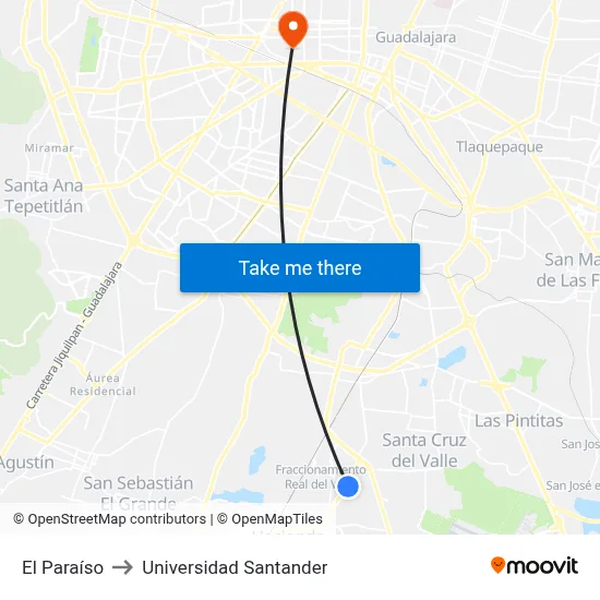 El Paraíso to Universidad Santander map