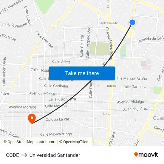 CODE to Universidad Santander map