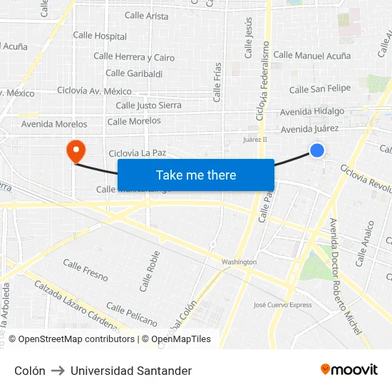 Colón to Universidad Santander map