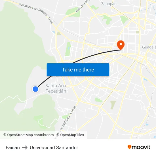 Faisán to Universidad Santander map