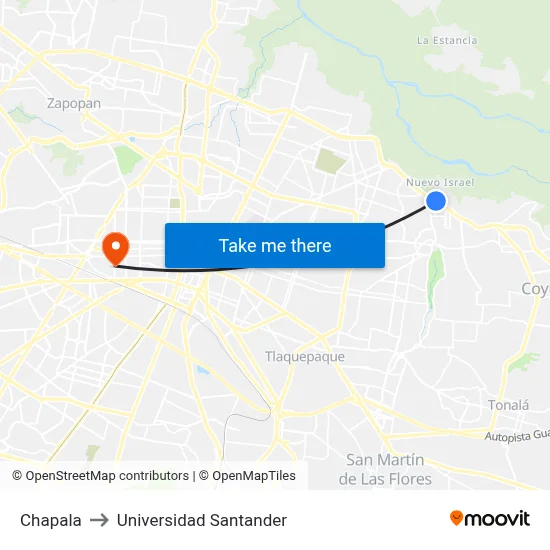 Chapala to Universidad Santander map