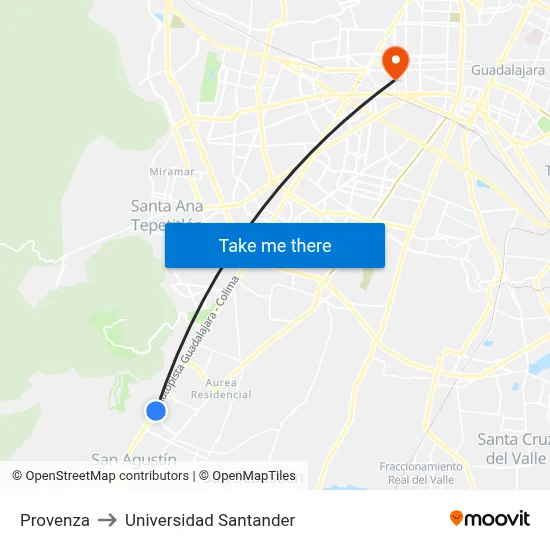 Provenza to Universidad Santander map