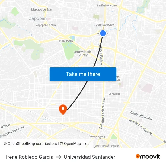 Irene Robledo García to Universidad Santander map