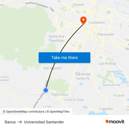 Banus to Universidad Santander map