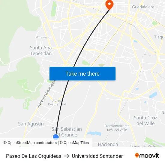 Paseo De Las Orquídeas to Universidad Santander map