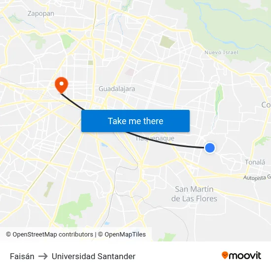 Faisán to Universidad Santander map