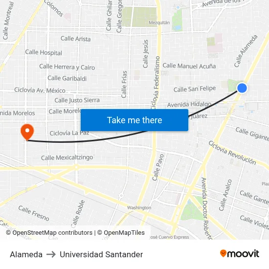 Alameda to Universidad Santander map